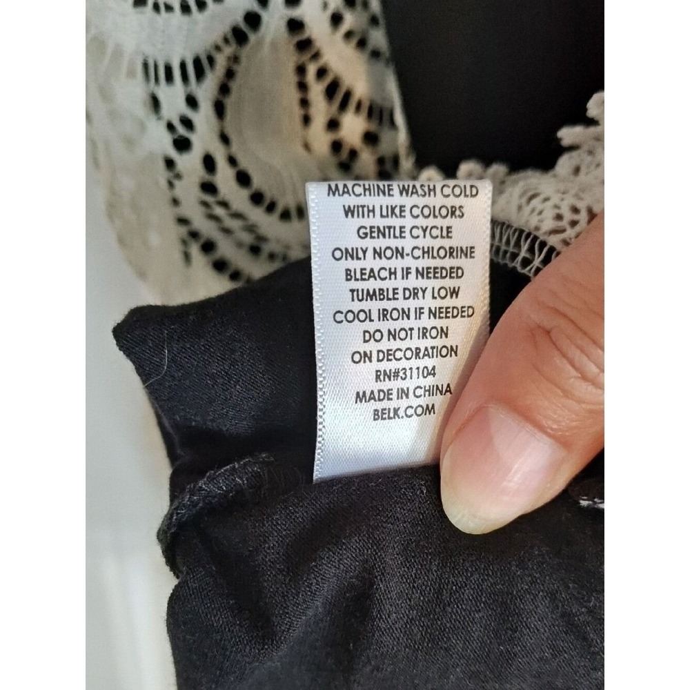Kim Rogers Curvy Lace Overlay Tank Top 1X Black White New Boho Shell women - Picture 10 of 12